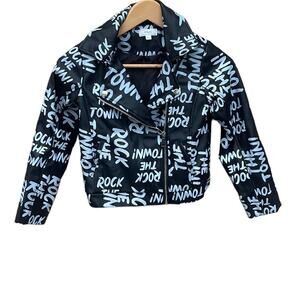 Disney Decedents black faux leather Moto jacket size girls small